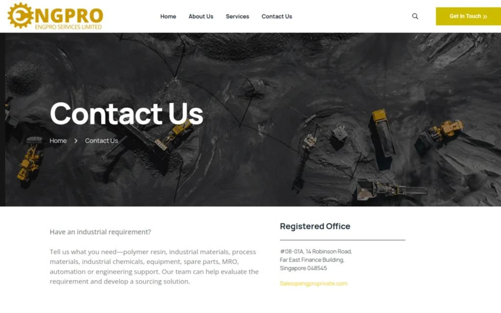 EngPro Services website, contact page