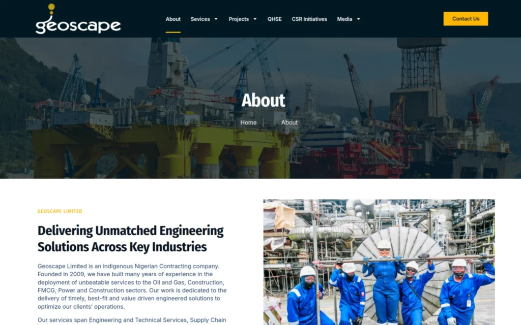 Geoscape Limited website, about page
