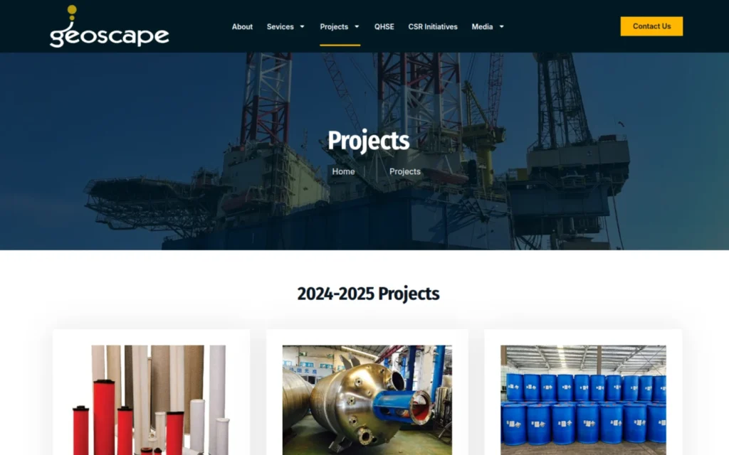 Geoscape Limited website, projects page
