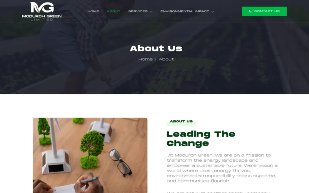 Modurch Green Limited website, about page